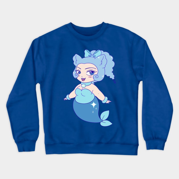 Chubby Blue Mermaid Crewneck Sweatshirt by saradaboru